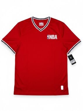 NBA Red Mesh V-Neck Jersey Tee NWT XL Red Athletic Shirt